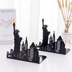 oddpod™ Liberty Laser-Cut Metal Bookends Organizer/Decorative Non-Skid Desktop Book Shelf for Office Decor, Book Shelf, Living Room, Library, School & Home Décor 1339 6.5" - Black