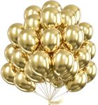 PartyWoo Metallic Light Gold Balloons, 50 pcs 12 Inch Metallic Gold Balloons, Gold Balloons for Balloon Garland Balloon Arch as Party Decorations, Birthday Decorations, Wedding Decorations, Gold-G129