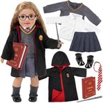 Magic School Uniform Inspired Costume Doll Clothes Clothing Outfits Accessories Set 10 Pcs for 18 inch Girl Dolls