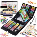 KINSPORY Art Set for Kids, 290 PCS Art Kits for Kids, Deluxe Painting Art Set, Coloring Drawing Art Supplies Case Gift for Artists Teens Boys Girls 4 5 6 7 8 9 10 11 12 (Black)