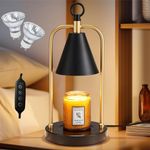 Shevvi Candle Warmer Lamp with Timer, Electric Candle Warmer Lamp for Various Size Candle Jar, Wax Melter Warmer with 2 Bulbs, Dimmable Candle Warmer Lamp for Home Decor, Gifts for Mothers Day, Black