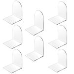 Lulonpon 8 Pieces Book Ends, Acrylic Bookends, Non-Skid Book End, Clear Bookends for School Library and Desktop Organizer, Acrylic Book Ends for Book Shelves