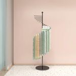 DXYQXL Scarf Display Rack Metal Floor Standing Pivoting Stand For Clothing Store - Belt Shawl Hanger Hijab Organizer With Space Saving Shelves