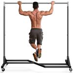 Mr IRONSTONE Upgraded Rolling Clothes Rack, Heavy Duty Clothing Rack for Hanging Shirts, Coats, Hats, Umbrellas, Shoes, Bags, 63" Tall, Easy Assembly, 24 Month Warranty