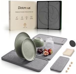 Diatmous Large Stone Drying Mat for Kitchen Counter, Diatomaceous Earth Foldable Dish Drying Mat, Diatomite & Silicone Fast Water Absorbing Dry Pad, Thick Folding Drainer Mats for Dishes & Countertops