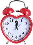 SHISEDECO 3 Inches Cute Twin Bell Loud Alarm Clock Silent Analog Quartz Nightlight Clock Battery Operated for Kids, Seniors, Heavy Sleepers, Decorations for Bedroom, Living Room (Red)