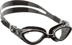 CRESSI Fox Goggles Black/Black - Premium Adult Swimming Goggles Pool and Water Sports, Anti Fog 100% Anti UV, Black_Clear Lens, One Size