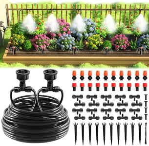 MIXC Drip Irrigation System, 50 FT Quick Connector Garden Watering System, Automatic Sprinkler Kit for Lawn Raised Bed Outdoor Plants Greenhouse with 1/4'' Tubing, Drip Emitters, Misting Nozzles