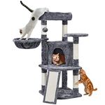 Yaheetech 107cm Cat Tree Cat Climbing Tower with Scratching Posts/Condo/Basket, Cat Activity Centre for Small/Medium Cats, Dark Grey