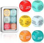 Simgoing 6 Pcs Conversation Cubes Table Talk Topic Cube Wood Conversation Starter Dice with Tin Box for Game Night Social Emotional Learning Kid Adult Gift for School Counselor Therapist Teacher