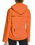 BALEAF Women's Rain Jackets Waterproof Windbreaker Running Cycling Gear Packable Reflective Lightweight Hooded Orange XL