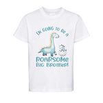 Dovitee I'm Going to Be A Roarsome Big Brother Dinosaur New Baby T-Shirt (7-8years, White)