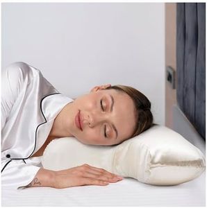 IZMARA Satin Dual Side Beauty Pillow. 2 in 1 Anti Aging and Anti Wrinkle Memory Foam, Orthopedic and Ergonomic Pillows for Neck and Shoulder Pain. for Back and Side Sleepers. (White3)