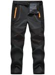 TBMPOY Men's Winter Hiking Pants Waterproof Softshell Fleece Lined Athletic Mountain Snow Ski Pants with Belt (Grey US L)