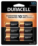 Duracell 123 3V Lithium Battery, 6 Count Pack, CR123A 3 Volt High Power Lithium Battery, Long-Lasting for Home Safety and Security Devices, High-Intensity Flashlights, and Home Automation