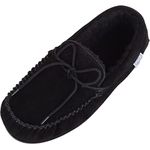 SNUGRUGS Men's Monty Suede Wool Rubber Sole Moccasins, Black 12 UK / 46 EU