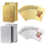 Joyoldelf 2 Decks of Playing Cards, 24K Foil Waterproof Poker with Gift Box – Classic Magic Tricks Tool for Party and Game