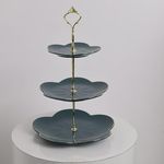 Swasha Elegant 3 Tier Ceramic Cupcake Dessert Display Stand with Metal Handle and Removable Layers Perfect for Fruit Cakes and Desserts Perfect for Special Occasions