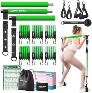 DAWN SWAN Pilates Bar Kit with Resistance Bands – Adjustable Home Gym Workout Equipment for Women & Men – Portable Pilates Equipment for Squats, Yoga & Full Body Toning