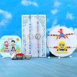 Rakhi for Brother Magnet Gift Combo Rakhi Set Brother Bhaiya Kids Men Girls Sister, Rakhi with Magnet Combo, Fridge Magnet for Door Decor (M3 - Premium Family Combo)