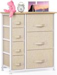 7 Drawer Fabric Dresser Storage Tower, Dresser Chest with Wood Top and Easy Pull Handle, Organizer Unit for Closets, Bedroom, Nursery Room, Office by Pipishell