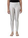 GO COLORS Girls Slim Fit Nylon Shimmer Leggings (Silver_6 Years)