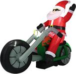 Fraser Hill Farm 6-Ft. Wide Motorcycle Santa Blow Up Inflatable with Lights, Outdoor Christmas Inflatable Decoration for Lawn and Yard, Giant Festive Holiday Decor