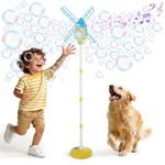Belemar Windmill Bubble Machine for Kids, Standing Automatic Bubble Blower with Lights & Music, 51" Adjustable Height, 130ml Tank & Bubble Solution Included, Outdoor Garden Toy for Boys Girls