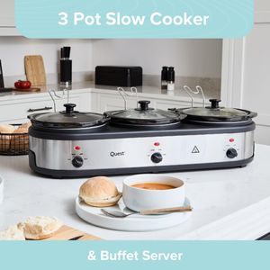 Quest Triple Slow Cooker 7.5L – 3 Pot Buffet Server