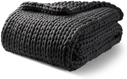 YnM Weighted Blanket, Handmade Chunky Yarn Knitted Design, Soft and Cozy, Temperature Regulating and Breathable, Machine Washable Throw for Sleep or Home Decor (Dark Grey, 80x87 Inch, 25lbs)
