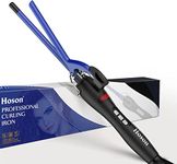 9mm Thin Hair Tongs Ceramic Curling Wand, 3/8 Inch Small Barrel Curling Tongs for Long & Short Hair, LCD Display with 9 Heat Setting Include Glove(Blue)