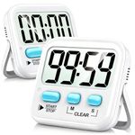 Antonki 2 Pack Digital Kitchen Timers for Cooking, Countdown Timer for Egg, Toothbrush, Office, Classroom, Kids, Teachers - Magnetic, Kickstand, Hanging - Battery Included