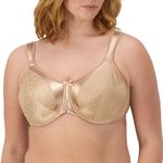 Bali Satin Tracings Minimizer Bra, Underwire Bra, Full-Coverage Bra, Maximum Support Minimizer Underwire Bra, Nude, 34DD