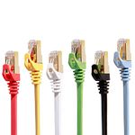 Cat 7 Ethernet Patch Cable 3ft 6 Pack (Highest Speed Cable) Cat7 Flat Shielded Ineternet Network Cables for Modem, Router, LAN, Computer