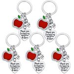 5PCs Teacher Keychains Teacher Appreciation Gifts Teacher Gift Thank You Keychains Graduation Gift For Teachers (Thank You For Helping Me Grow & Learn)