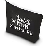 PXTIDY Baseball Mom Survival Kit Baseball Mom Gift Mom Life Baseball Makeup Bag Softball Travel Cosmetic Pouch Bag (Black)