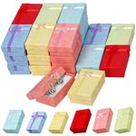 Swpeet 24Pcs 6 Colors 3.1 x 1.9 x 1.1 Inches Jewelry Gift Boxes with Bow Kit, Cardboard Jewelry Boxes Packaging Bulk Gift Wrap Boxes Ideal for Ring Necklaces Earring Bracelet Jewelry