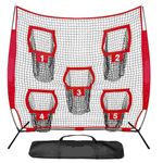 Football Trainer Throwing Net, FOME 7x7 Ft Football Trainer Training Practice 5 Target Pockets Quarterback Training Equipment Knotless Net for Improving Football Accuracy Throwing with Carry Bag