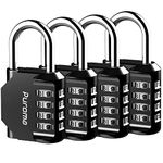 Puroma 4 Pack Combination Lock 4 Digit Locker Lock Outdoor Waterproof Padlock for School Gym Locker, Sports Locker, Fence, Toolbox, Gate, Case, Hasp Storage (Black)