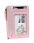 flintronic Credit Card Wallet, RFID Blocking Genuine Leather Card Holder Anti Theft (1 Zipper compartments, 6 Card Slots & 1 ID/Photo Window) Slim Pocket Purse for Men & Women