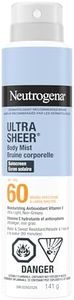 Neutrogena Ultra Sheer Body Mist Sunscreen Spray SPF 60 Broad Spectrum UVA UVB Protection Lightweight Water Resistant up to 80 Minutes Oil PABA Oxybenzone Free, 141 g