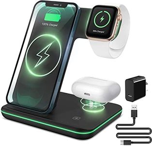 Wireless Charger 3 in 1 Wireless Charging Station 15W Fast Wireless Phone Charging Dock Compatible with Apple Watch 9/8/7/6/5/4/3/2,Air Pods4/3/2/Pro, iPhone 16 15 14 13 12 11 Series/XS MAX/XR/X