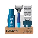 Harry's Razors for Men - Shaving Kit for Men includes a Mens Razor Handle, 5 Razor Blade Refills, Travel Blade Cover, and 2 oz Shave Gel (Navy Blue)