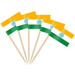 AhfuLife 100/200pcs India Toothpick Flags, Indian Cocktail Stick Flag for National Day Sandwich Food Cupcake Toppers Tableware World Cup Party Supplies Pub Royal Event Decor (100 Pcs)