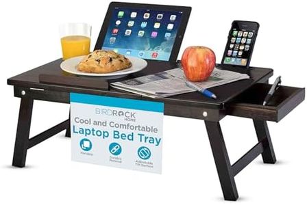 BIRDROCK HOME Laptop Bed Tray | Adjustable Tilt Surface, Storage Drawer, Folding Legs, Mouse Pad | Fits Laptop Up to 15" | Slots Up to: Tablets 9.6", Phones 4" | For Work, Reading, Studying | Espresso