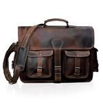 cuero Leather Messenger Bag for Men, 16 Inch Laptop Bag, Crossbody Bag Men, Vintage Handmade Leather Satchel Bag Men, Full Grain Business Briefcase Shoulder Bag for Office/Work/Travel - Brown