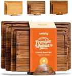 SMIRLY Walnut Wood Cutting Boards for Kitchen, Set of 3 with Holder Large - Small, Walnut Wooden Cutting Board Set with Deep Juice Grooves, Non Toxic Serving Tray
