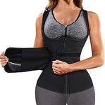 GAODI Women Waist Trainer Vest Slim Corset Neoprene Sauna Tank Top Zipper Workout Body Shaper Shirt (2XL, Black Sauna Vest)