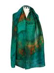 Green silk scarf Emerald Maze Hand dyed silk scarf green, orange, brown Silk gifts for her Lightweight silk scarf women emerald green