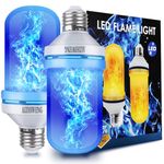 AIZHIWENG LED Flame Light Bulbs, 4 Modes Fire Light Bulbs, E26 Base Flame Bulb, Christmas Decorations Outdoor Indoor Home, Christmas Lights Bulbs (Blue, 2 Pack)